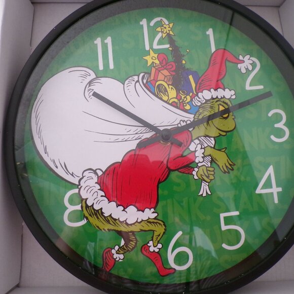 The Grinch Dr. Seuss Christmas wall Clock 10" inches Novelty NEW - Picture 5 of 6